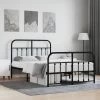 Cadre De Lit Métal Avec Tête De Lit/pied De Lit Noir 120x200 Cm