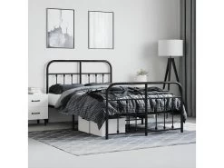 Cadre De Lit Métal Avec Tête De Lit/pied De Lit Noir 120x200 Cm -Magasin de lits lit 22393645