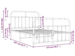 Cadre De Lit Métal Avec Tête De Lit/pied De Lit Noir 120x200 Cm -Magasin de lits lit 22393657