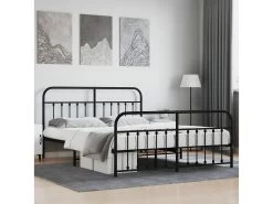 Cadre De Lit Métal Avec Tête De Lit/pied De Lit Noir 160x200 Cm