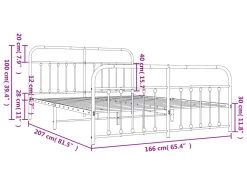 Cadre De Lit Métal Avec Tête De Lit/pied De Lit Noir 160x200 Cm -Magasin de lits lit 22393817