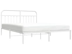 Cadre De Lit Métal Avec Tête De Lit Blanc 180x200 Cm -Magasin de lits lit 22394467