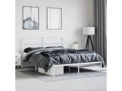 Cadre De Lit Métal Avec Tête De Lit Blanc 180x200 Cm -Magasin de lits lit 22394469