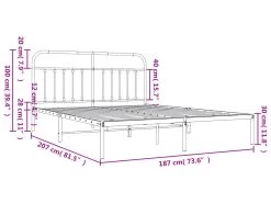 Cadre De Lit Métal Avec Tête De Lit Blanc 180x200 Cm -Magasin de lits lit 22394481