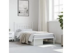 Cadre De Lit Métal Avec Tête De Lit Blanc 100x190 Cm -Magasin de lits lit 22394773