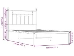Cadre De Lit Métal Avec Tête De Lit Blanc 100x190 Cm -Magasin de lits lit 22394787