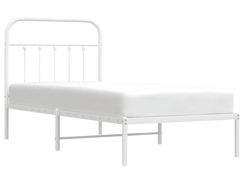 Cadre De Lit Métal Avec Tête De Lit Blanc 80x200 Cm 3 Cadre De Lit Métal Avec Tête De Lit Blanc 80x200 Cm – Image 3