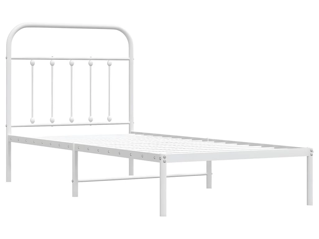 Cadre De Lit Métal Avec Tête De Lit Blanc 80x200 Cm 5 Cadre De Lit Métal Avec Tête De Lit Blanc 80x200 Cm – Image 5