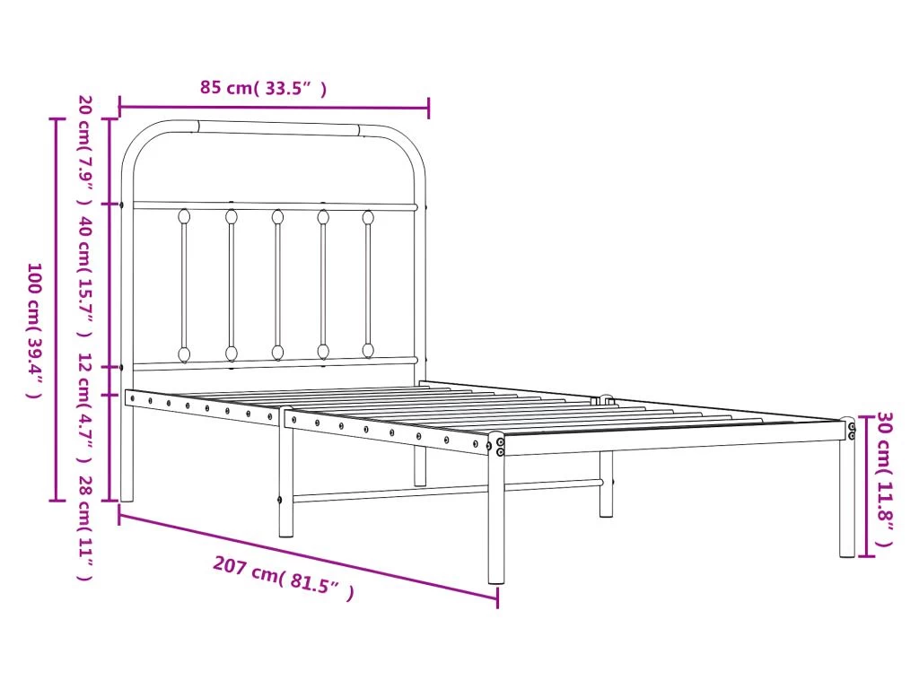 Cadre De Lit Métal Avec Tête De Lit Blanc 80x200 Cm 9 Cadre De Lit Métal Avec Tête De Lit Blanc 80x200 Cm – Image 9