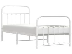 Cadre De Lit Métal Avec Tête De Lit/pied De Lit Blanc 90x190 Cm -Magasin de lits lit 22395691