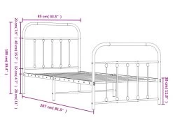 Cadre De Lit Métal Avec Tête De Lit/pied De Lit Blanc 80x200 Cm -Magasin de lits lit 22396043