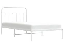 Cadre De Lit Métal Avec Tête De Lit Blanc 100x200 Cm 11 Cadre De Lit Métal Avec Tête De Lit Blanc 100x200 Cm -Magasin de lits lit 22396255