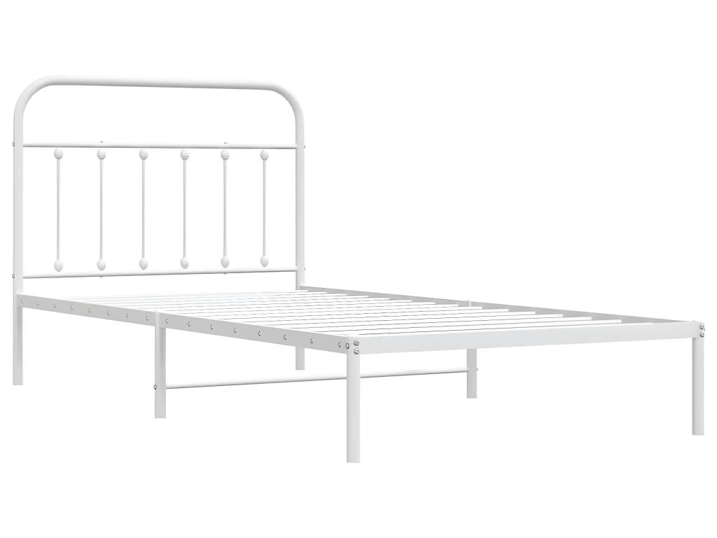 Cadre De Lit Métal Avec Tête De Lit Blanc 100x200 Cm 5 Cadre De Lit Métal Avec Tête De Lit Blanc 100x200 Cm – Image 5