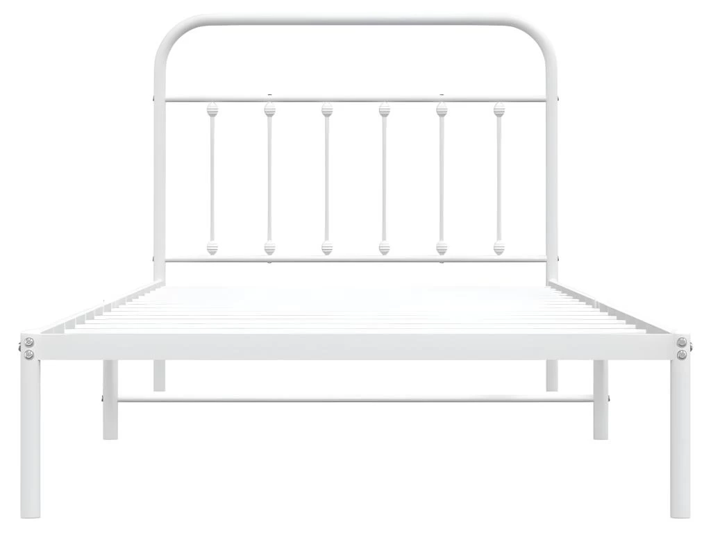 Cadre De Lit Métal Avec Tête De Lit Blanc 100x200 Cm 6 Cadre De Lit Métal Avec Tête De Lit Blanc 100x200 Cm – Image 6