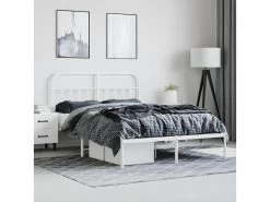 Cadre De Lit Métal Avec Tête De Lit Blanc 150x200 Cm -Magasin de lits lit 22396313