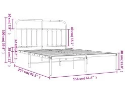 Cadre De Lit Métal Avec Tête De Lit Blanc 150x200 Cm -Magasin de lits lit 22396325
