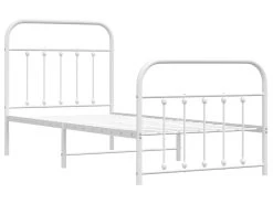 Cadre De Lit Métal Avec Tête De Lit/pied De Lit Blanc 90x200 Cm -Magasin de lits lit 22396699