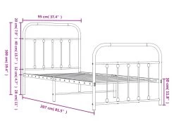 Cadre De Lit Métal Avec Tête De Lit/pied De Lit Blanc 90x200 Cm -Magasin de lits lit 22396707