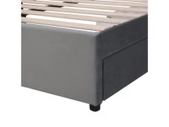 Lit Capitonné En Velours Avec 2 Tiroirs + Sommier à Lattes -140x200cm - Style Moderne - Gris -Magasin de lits lit 22476071