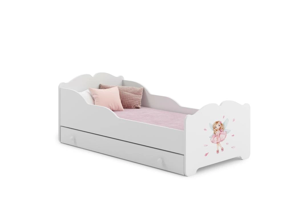 Lit Enfant ALMENA Avec Tiroir Matelas Et Cadre Inclus - Fée Rose - 160 Cm X 80 Cm 2 Lit Enfant ALMENA Avec Tiroir Matelas Et Cadre Inclus - Fée Rose - 160 Cm X 80 Cm – Image 2