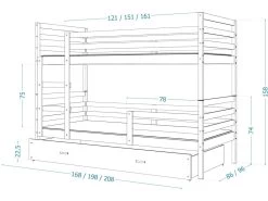 Lit Superposé Milo 90x190 Blanc - Bleu Livré Avec Sommiers, Tiroir Et Matelas En Mousse De 7cm 8 Lit Superposé Milo 90x190 Blanc - Bleu Livré Avec Sommiers, Tiroir Et Matelas En Mousse De 7cm -Magasin de lits lit 22709089