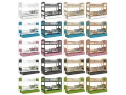 Lit Superposé Mateo 90x190 Blanc - Rose Livré Avec Sommiers, Tiroir Et Matelas En Mousse De 7cm -Magasin de lits lit 22758395