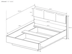 Lit Avec Chevets 160 X 200 Cm MURARI - Avec LEDs - Chêne Et Taupe -Magasin de lits lit 475931