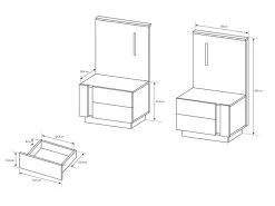 Lit Avec Chevets 160 X 200 Cm MURARI - Avec LEDs - Chêne Et Taupe -Magasin de lits lit 475933