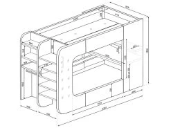 Lit Mezzanine Gamer 90 X 200 Cm - Avec Bureau Et Rangements - Avec LEDs - Anthracite Et Rouge + Matelas - WARRIOR -Magasin de lits lit 509239