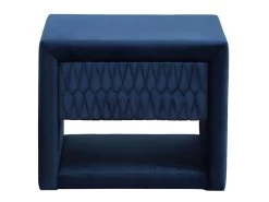 Ensemble Lit 140 X 190 Cm - Tissu Velours - Bleu + 2 Tables De Chevet + Bout De Lit - DANIELE -Magasin de lits lit 513801