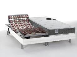 Lit électrique Relaxation Tout Plots Matelas à Mémoire De Forme Et Mousse Haute Résilience - 2 X 90 X 200 Cm - Blanc - HERA De DREAMEA