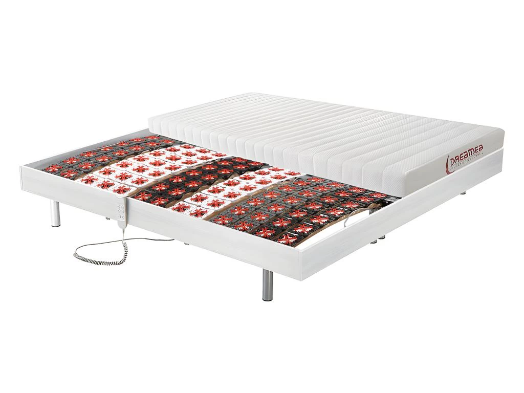 Lit électrique Relaxation Tout Plots Matelas Accueil Latex - 2 X 90 X 200 Cm - Blanc - ETHER De DREAMEA 2 Lit électrique Relaxation Tout Plots Matelas Accueil Latex - 2 X 90 X 200 Cm - Blanc - ETHER De DREAMEA – Image 2