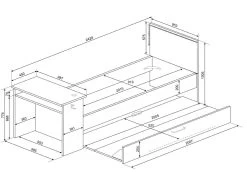 Lit Gigogne Gamer 90 X 200 Et 90 X 190 Cm - Avec Bureau - LEDs - Anthracite Et Rouge - VOUANI -Magasin de lits lit 5961771