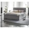 Ensemble Boxspring Complet Tête De Lit + Sommiers + Matelas + Surmatelas VISTA VELOURS De VENESETTI - Tissu Velours Luxe Gris - 180 X 200 Cm