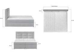 Ensemble Boxspring Complet Tête De Lit + Sommiers + Matelas + Surmatelas VISTA VELOURS De VENESETTI - Tissu Velours Luxe Gris - 180 X 200 Cm -Magasin de lits lit 8843315