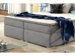 Ensemble Boxspring Complet Tête De Lit + Sommiers + Matelas + Surmatelas INAYA De VENESETTI - Tissu Luxe Gris - 140x200 Cm -Magasin de lits lit 8843463