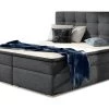 Ensemble Boxspring Complet Tête De Lit + Sommiers + Matelas + Surmatelas INAYA De VENESETTI - Tissu Luxe Gris Foncé - 140x200 Cm