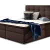 Ensemble Boxspring Complet Tête De Lit + Sommiers + Matelas + Surmatelas INAYA De VENESETTI - Simili Cuir Chocolat - 160x200 Cm