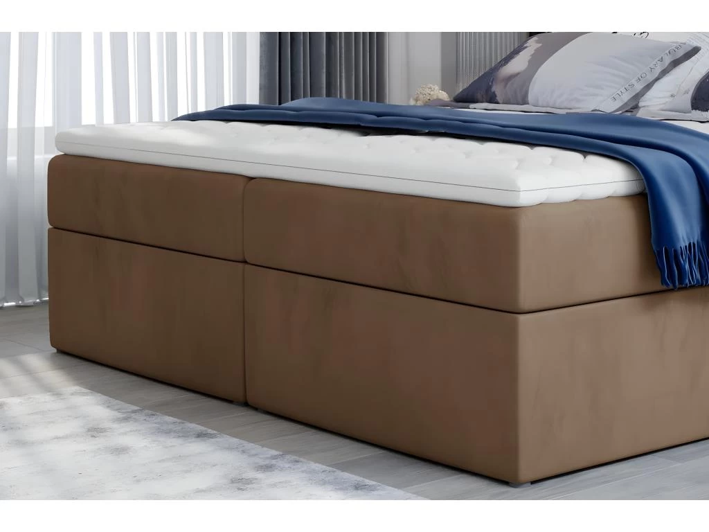 Ensemble Boxspring Complet Tête De Lit + Sommiers + Matelas + Surmatelas VISTA VELOURS De VENESETTI - Tissu Velours Luxe Marron - 180 X 200 Cm 2 Ensemble Boxspring Complet Tête De Lit + Sommiers + Matelas + Surmatelas VISTA VELOURS De VENESETTI - Tissu Velours Luxe Marron - 180 X 200 Cm – Image 2