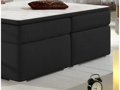 Ensemble Boxspring Complet Tête De Lit + Sommiers + Matelas + Surmatelas BORIS De VENESETTI - Tissu Luxe Noir - 160x200 Cm -Magasin de lits lit 8863473