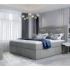 Ensemble Boxspring Complet Tête De Lit + Sommiers + Matelas + Surmatelas VISTA VELOURS De VENESETTI - Tissu Velours Luxe Gris - 160 X 200 Cm