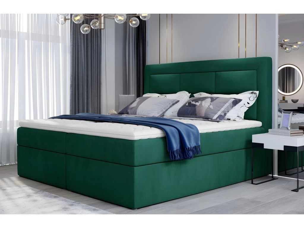 Ensemble Boxspring Complet Tête De Lit + Sommiers + Matelas + Surmatelas VISTA VELOURS De VENESETTI - Tissu Velours Luxe Vert - 160 X 200 Cm 1 Ensemble Boxspring Complet Tête De Lit + Sommiers + Matelas + Surmatelas VISTA VELOURS De VENESETTI - Tissu Velours Luxe Vert - 160 X 200 Cm