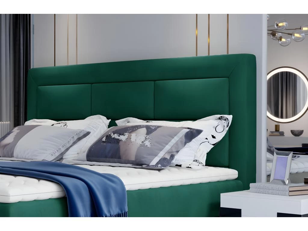 Ensemble Boxspring Complet Tête De Lit + Sommiers + Matelas + Surmatelas VISTA VELOURS De VENESETTI - Tissu Velours Luxe Vert - 160 X 200 Cm 2 Ensemble Boxspring Complet Tête De Lit + Sommiers + Matelas + Surmatelas VISTA VELOURS De VENESETTI - Tissu Velours Luxe Vert - 160 X 200 Cm – Image 2