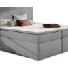 Ensemble Boxspring Complet Tête De Lit + Sommiers + Matelas + Surmatelas BORIS De VENESETTI - Tissu Luxe Gris Clair - 140x200 Cm