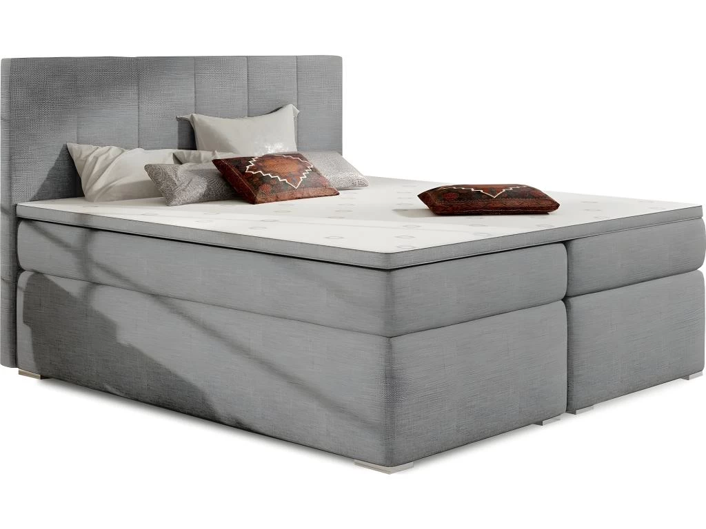 Ensemble Boxspring Complet Tête De Lit + Sommiers + Matelas + Surmatelas BORIS De VENESETTI - Tissu Luxe Gris Clair - 140x200 Cm 1 Ensemble Boxspring Complet Tête De Lit + Sommiers + Matelas + Surmatelas BORIS De VENESETTI - Tissu Luxe Gris Clair - 140x200 Cm
