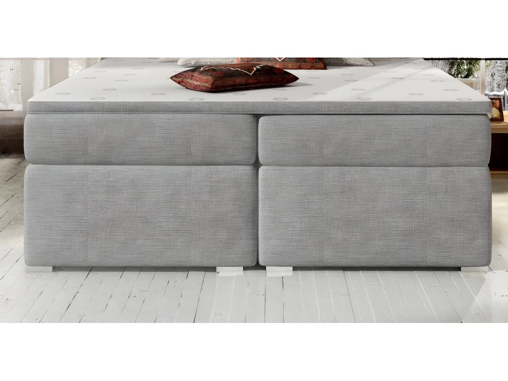 Ensemble Boxspring Complet Tête De Lit + Sommiers + Matelas + Surmatelas BORIS De VENESETTI - Tissu Luxe Gris Clair - 140x200 Cm 4 Ensemble Boxspring Complet Tête De Lit + Sommiers + Matelas + Surmatelas BORIS De VENESETTI - Tissu Luxe Gris Clair - 140x200 Cm – Image 4