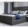 Ensemble Boxspring Complet Tête De Lit + Sommiers + Matelas + Surmatelas VISTA De VENESETTI - Tissu Luxe Gris Foncé - 140 X 200 Cm