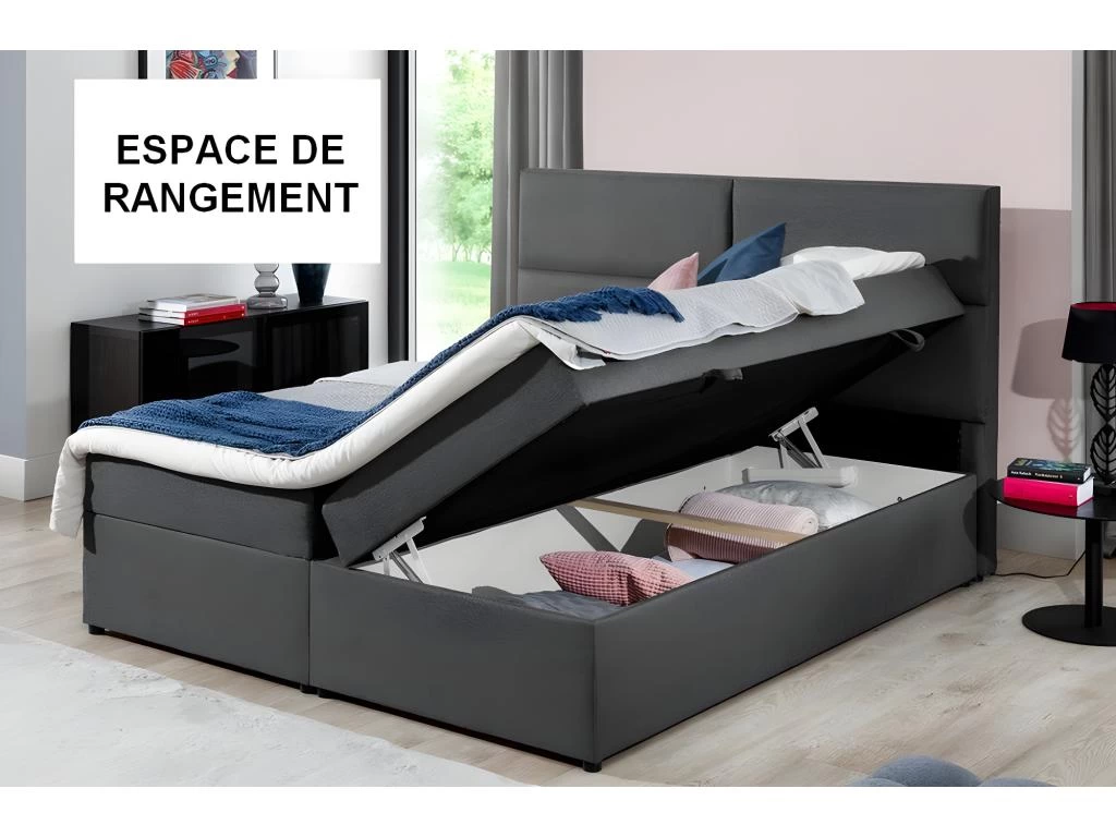 Ensemble Boxspring Complet Tête De Lit + Sommiers + Matelas + Surmatelas AMARIS De VENESETTI - Tissu Luxe Beige - 140x200 Cm 4 Ensemble Boxspring Complet Tête De Lit + Sommiers + Matelas + Surmatelas AMARIS De VENESETTI - Tissu Luxe Beige - 140x200 Cm – Image 4