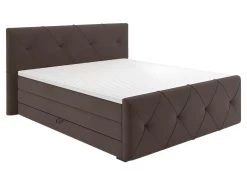 Lit Boxspring 160x200 Cm Velours Marron 2 Rangements - BLOOM