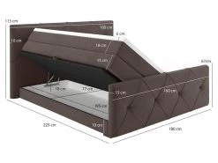Lit Boxspring 160x200 Cm Velours Marron 2 Rangements - BLOOM -Magasin de lits lit 8863835